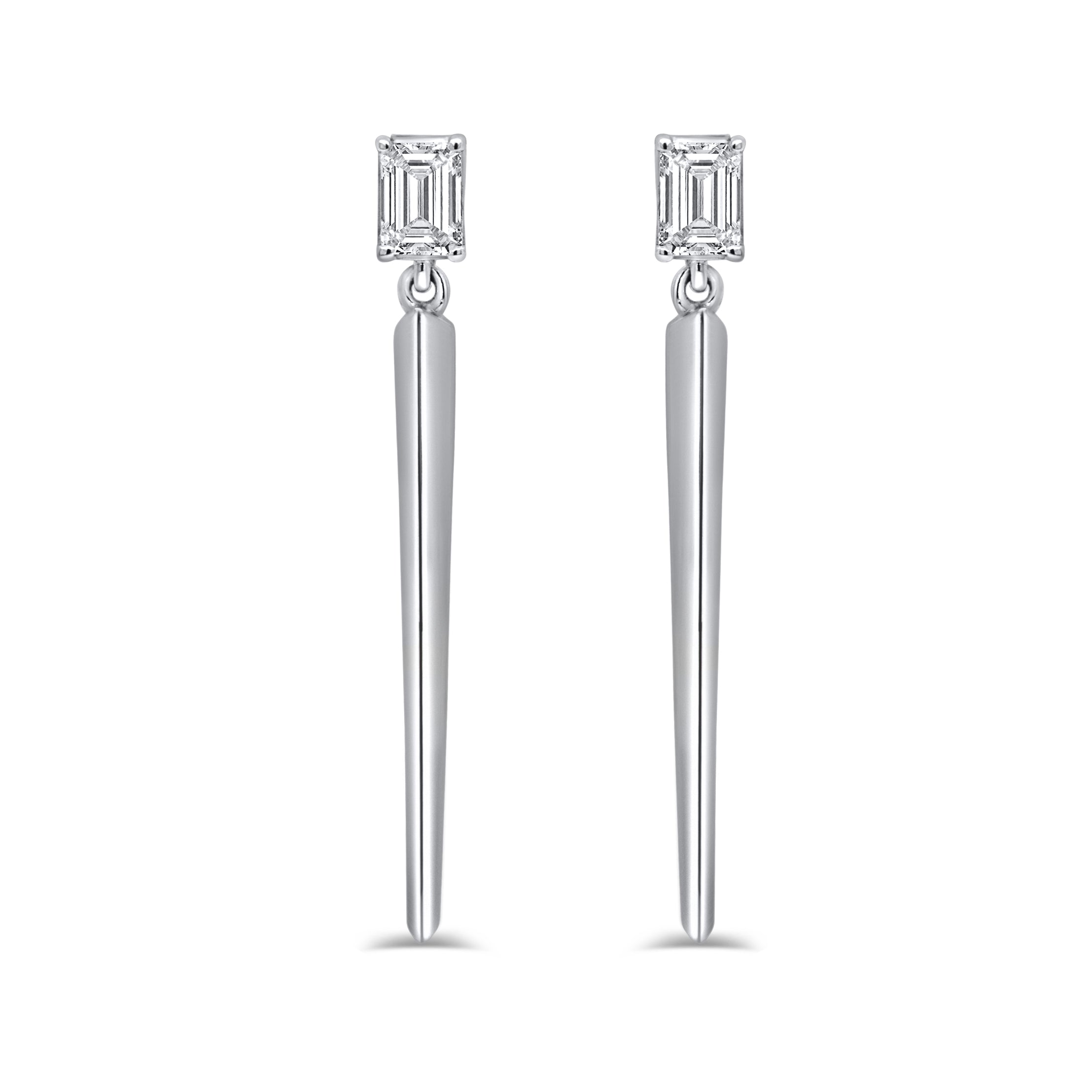 14K Gold Emerald-Cut Diamond Earrings - 0.42ct