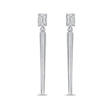 14K Gold Emerald-Cut Diamond Earrings - 0.42ct