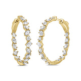 14K Gold & Fancy-Shape Diamond Hoop Earrings - 3.18ct