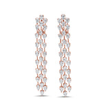 18K Gold & Pear Shape Diamond 3 Row Earrings - 7.29ct