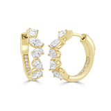 18K Gold Multi-Shape Diamond Hoop Earrings - 1.42ct