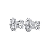 14K Gold & Diamond Hamsa Stud Earrings - 0.15ct