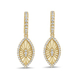 14K Gold & Diamond Fluted Dangle Earrings - 0.70ct