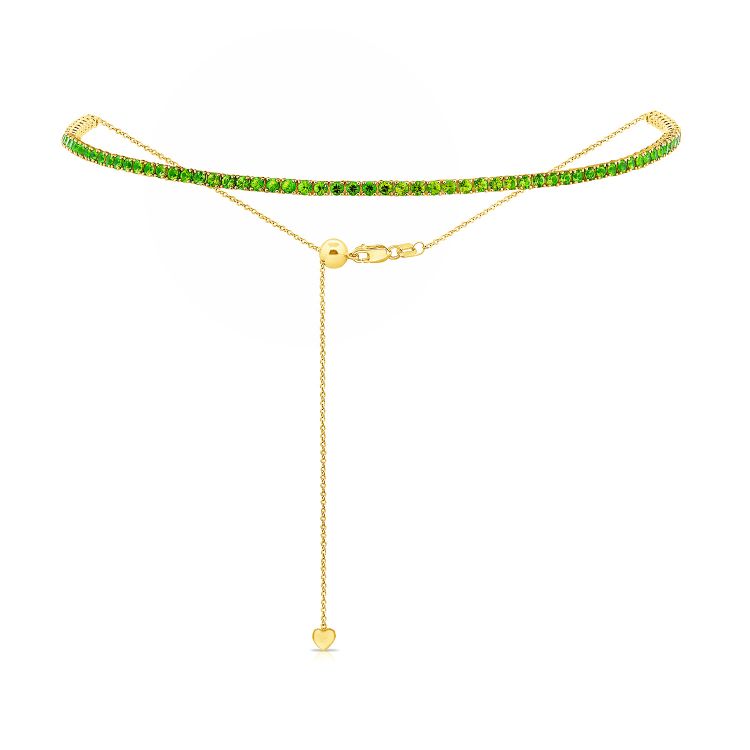 14K Gold & Emerald Adjustable Choker Necklace - 3.41ct