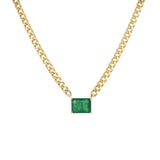 14K Gold & Emerald-Cut Emerald Curb Link Necklace - 1.56ct