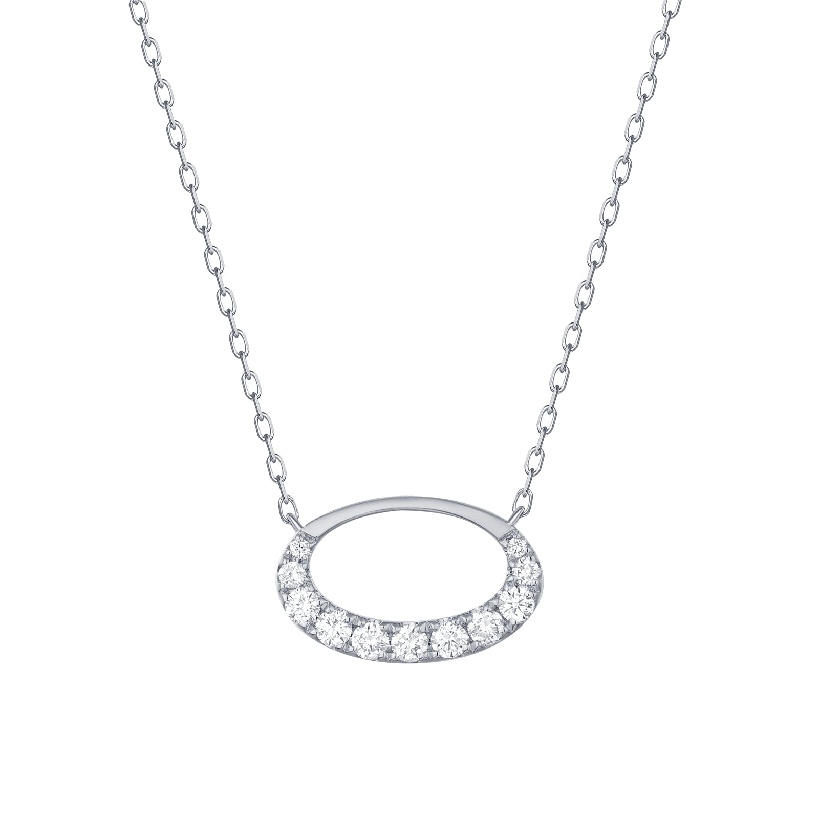 14K Gold Diamond Oval Necklace - 0.36ct