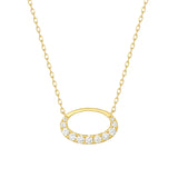 14K Gold Diamond Oval Necklace - 0.36ct