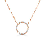 14K Gold & Baguette Diamond Open Circle Necklace - 0.17ct