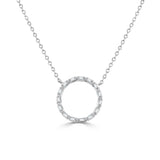 14K Gold & Baguette Diamond Open Circle Necklace - 0.17ct