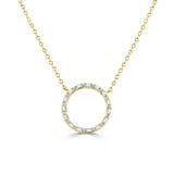 14K Gold & Baguette Diamond Open Circle Necklace - 0.17ct