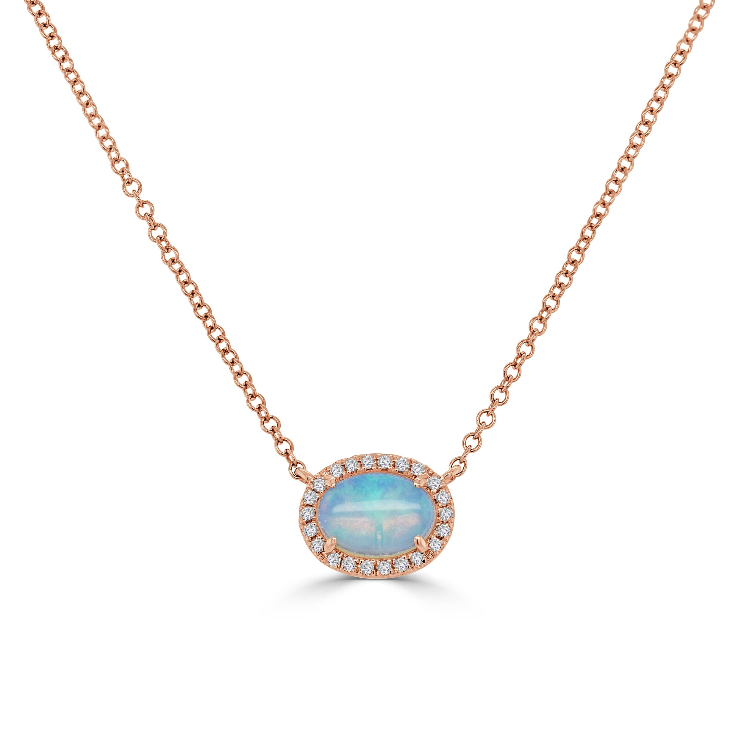 14K Gold Opal & Diamond Necklace