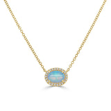 14K Gold Opal & Diamond Necklace