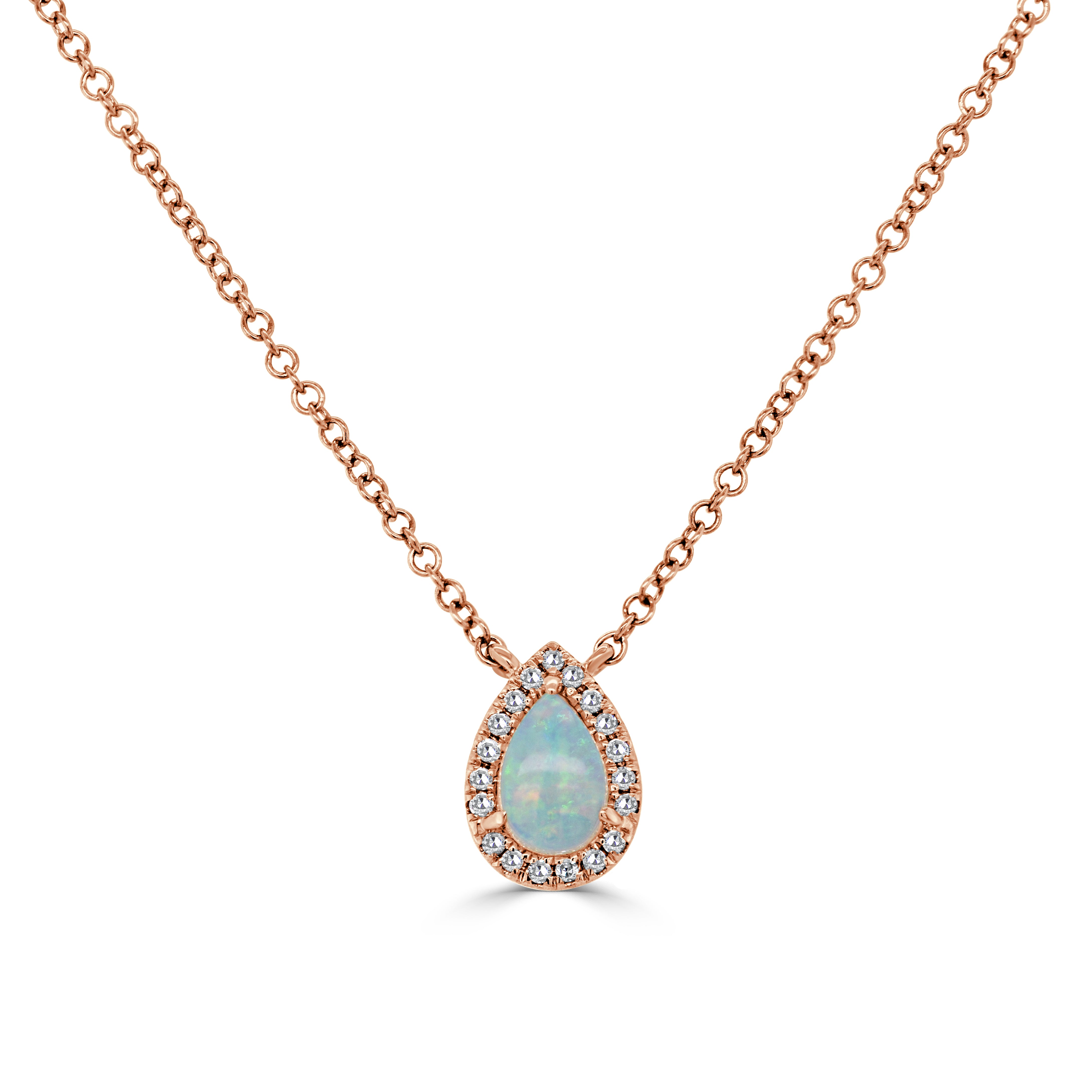 14k Gold Opal & Diamond Necklace