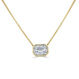 14K Gold & "Pie-Cut" Baguette Diamond Necklace - 0.42ct