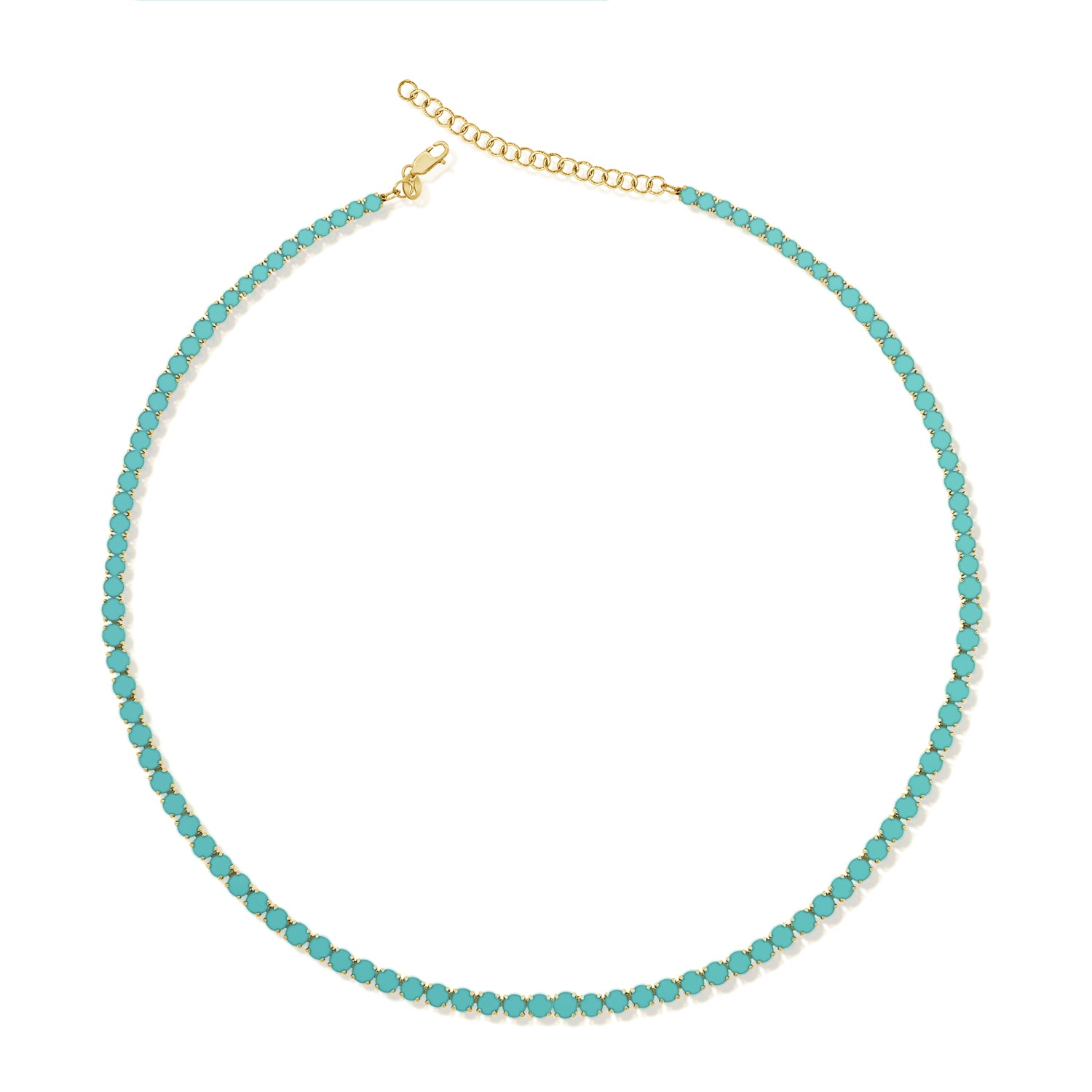 14k Gold & Turquoise Tennis Necklace – Sabrina Design