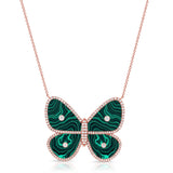 14K Gold Malachite & Diamond Butterfly Neckalce