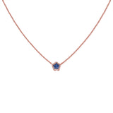 14K Gold Sapphire & Diamond Flower Necklace