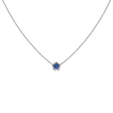 14K Gold Sapphire & Diamond Flower Necklace