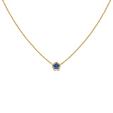 14K Gold Sapphire & Diamond Flower Necklace