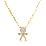 14K Gold & Diamond Boy Pendant - 0.09ct