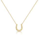 14K Gold Diamond Horse Shoe Necklace - 0.08ct