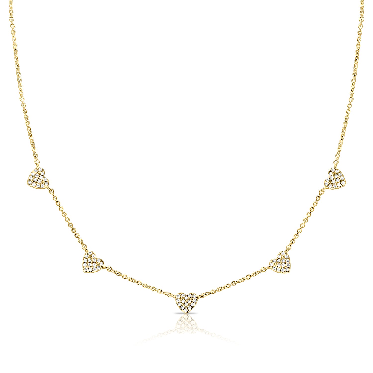 14k Gold & Diamond Heart Station Necklace- 0.25 ct.