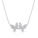 14K Gold & Diamond Double Butterfly Necklace - 0.30ct