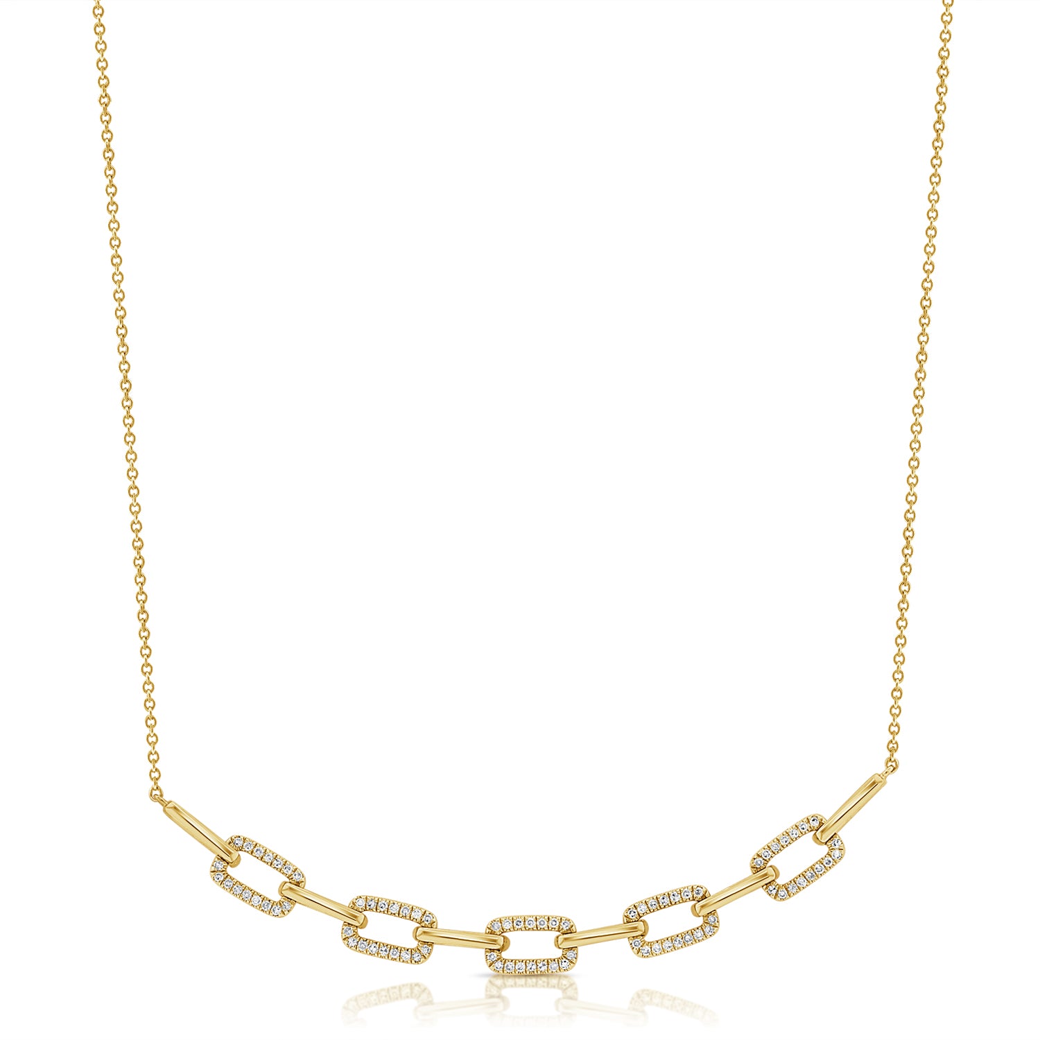 14K Gold & Diamond Link Necklace-0.27 ct.