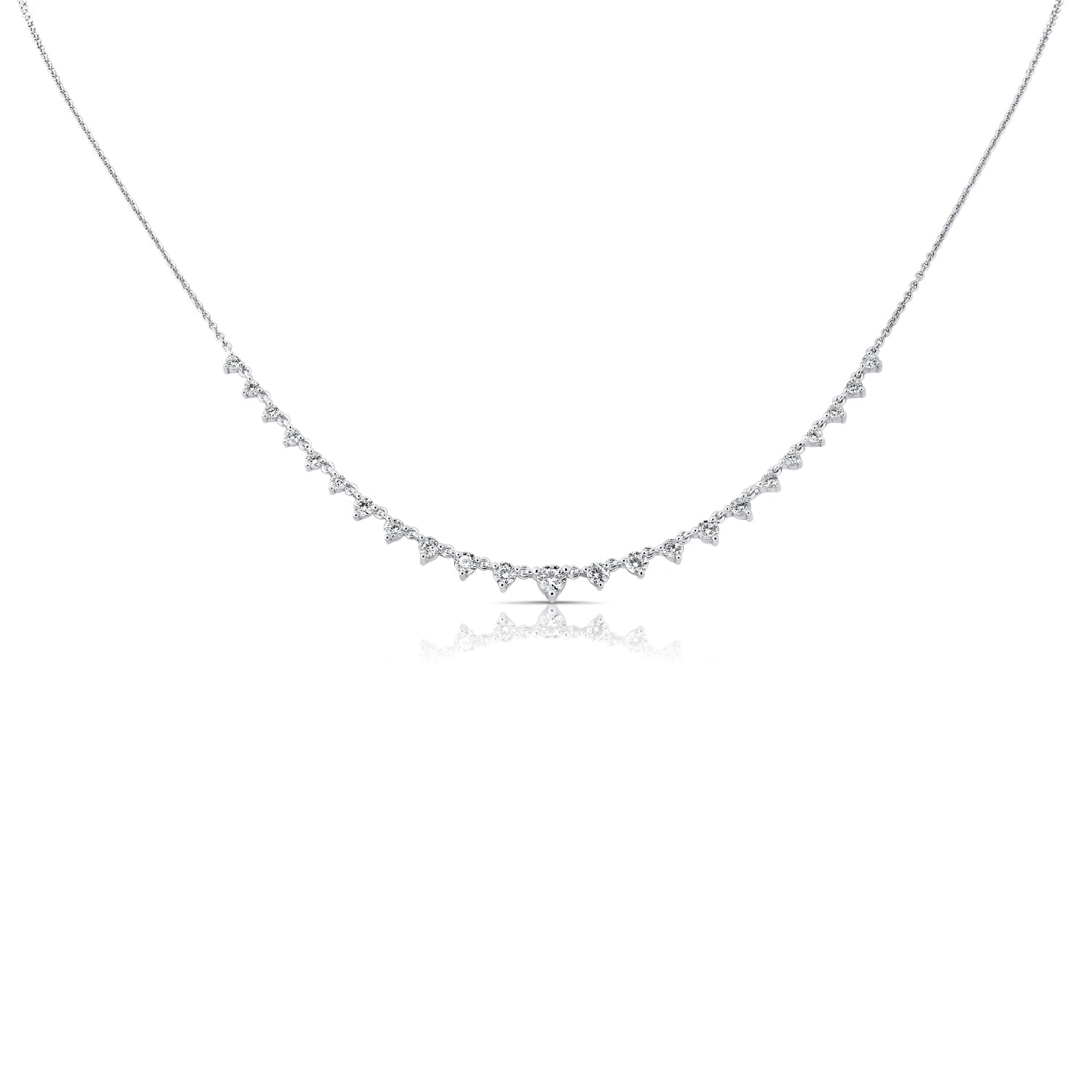 14K Gold & Diamond Station Necklace - 1.10ct