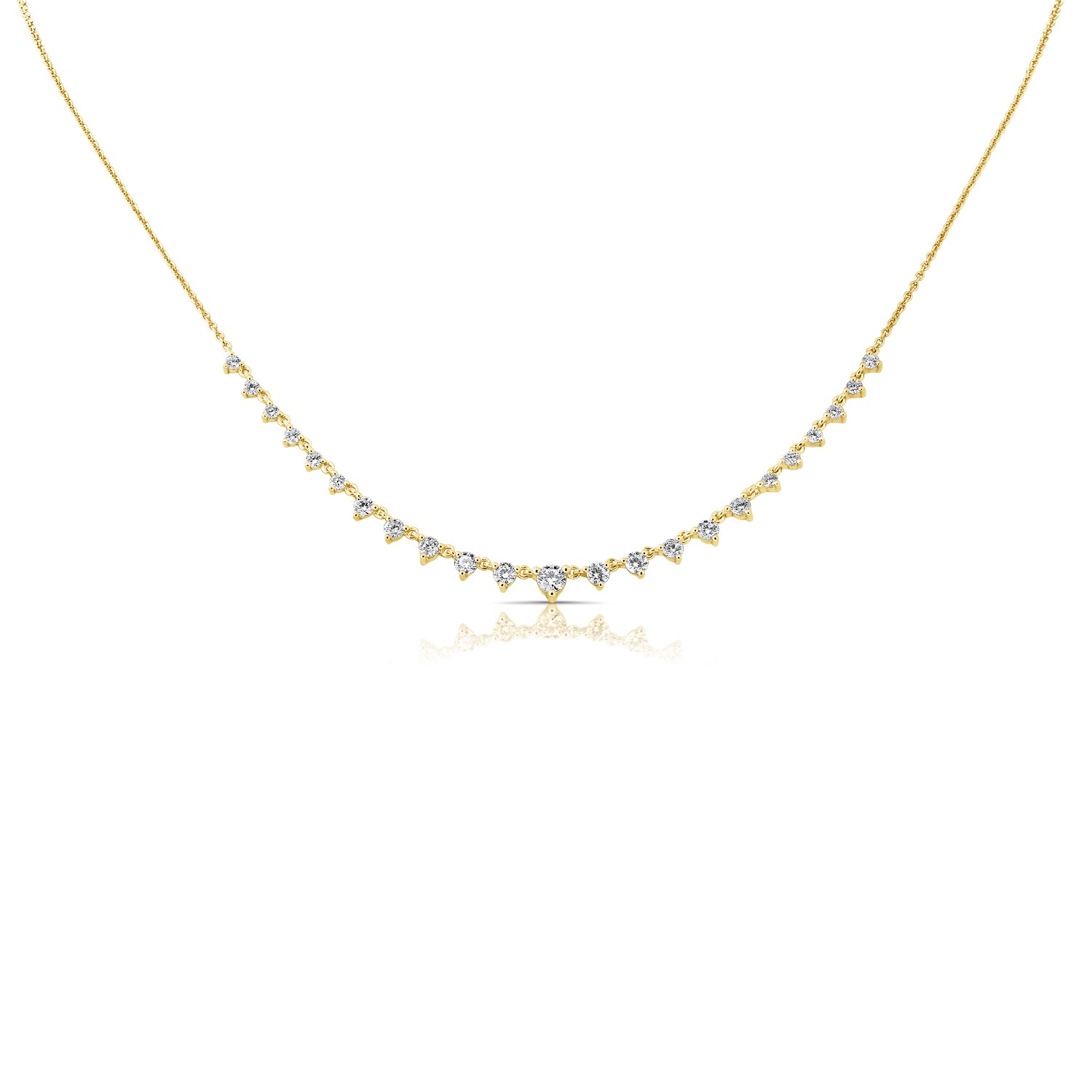 14K Gold & Diamond Station Necklace - 1.10ct