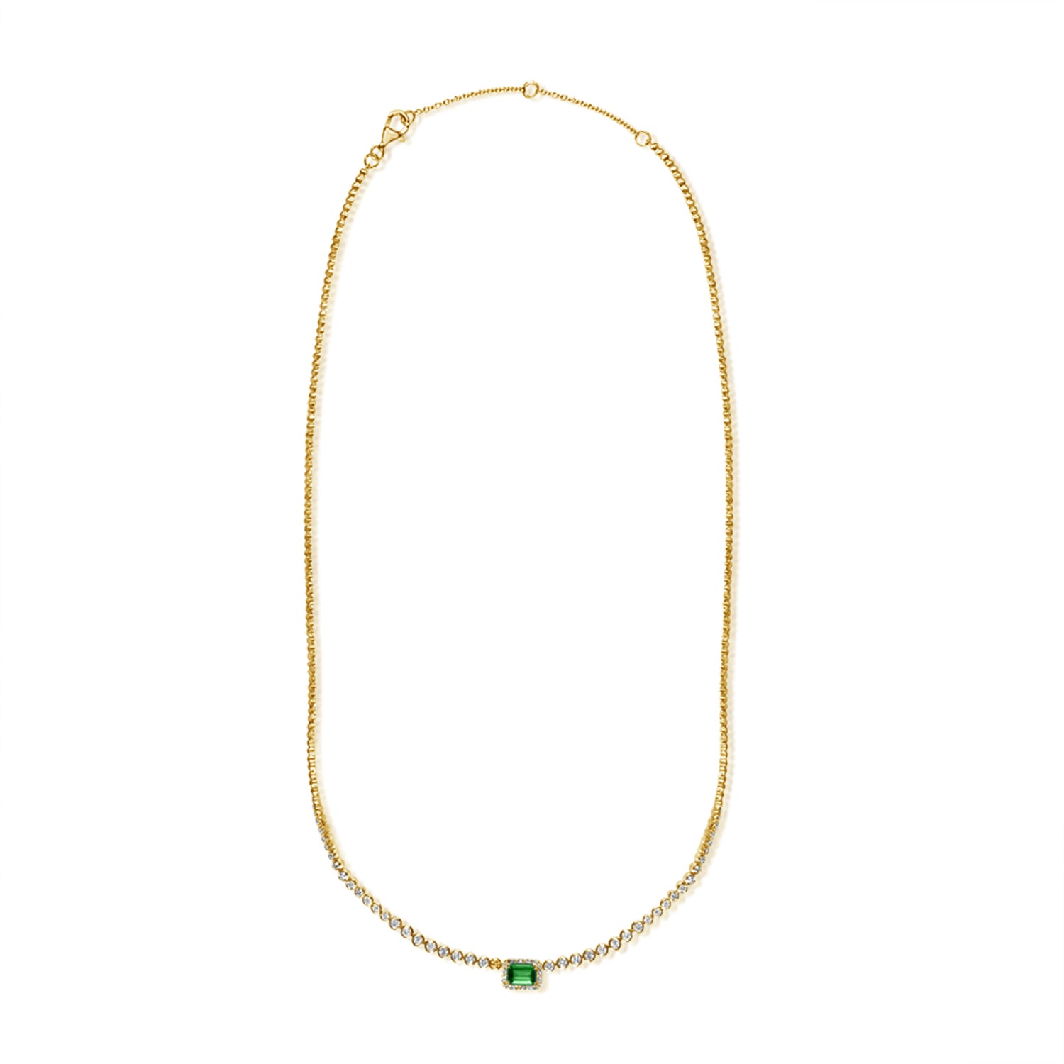 14K Gold Emerald & Diamond Necklace