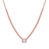 14K Gold & Baguette Diamond Necklace - 0.19ct