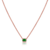 14K Gold Emerald & Diamond Link Necklace