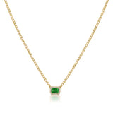 14K Gold Emerald & Diamond Link Necklace