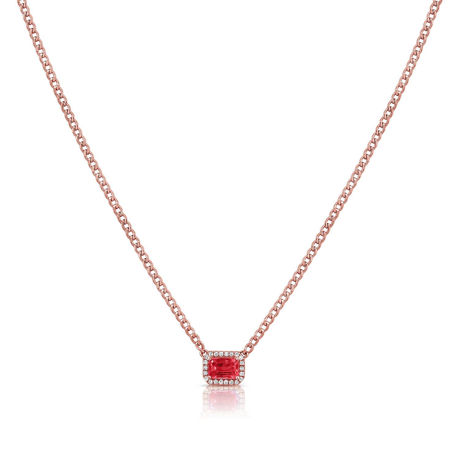 14K Gold Ruby & Diamond Link Necklace