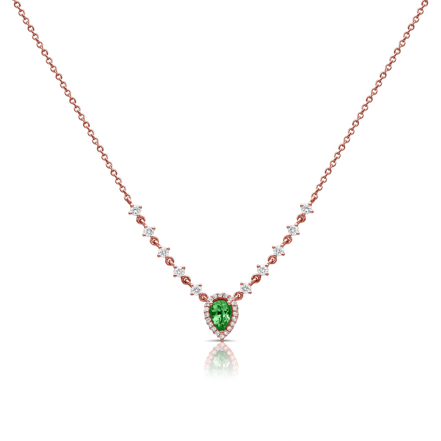 14K Gold Emerald & Diamond Necklace