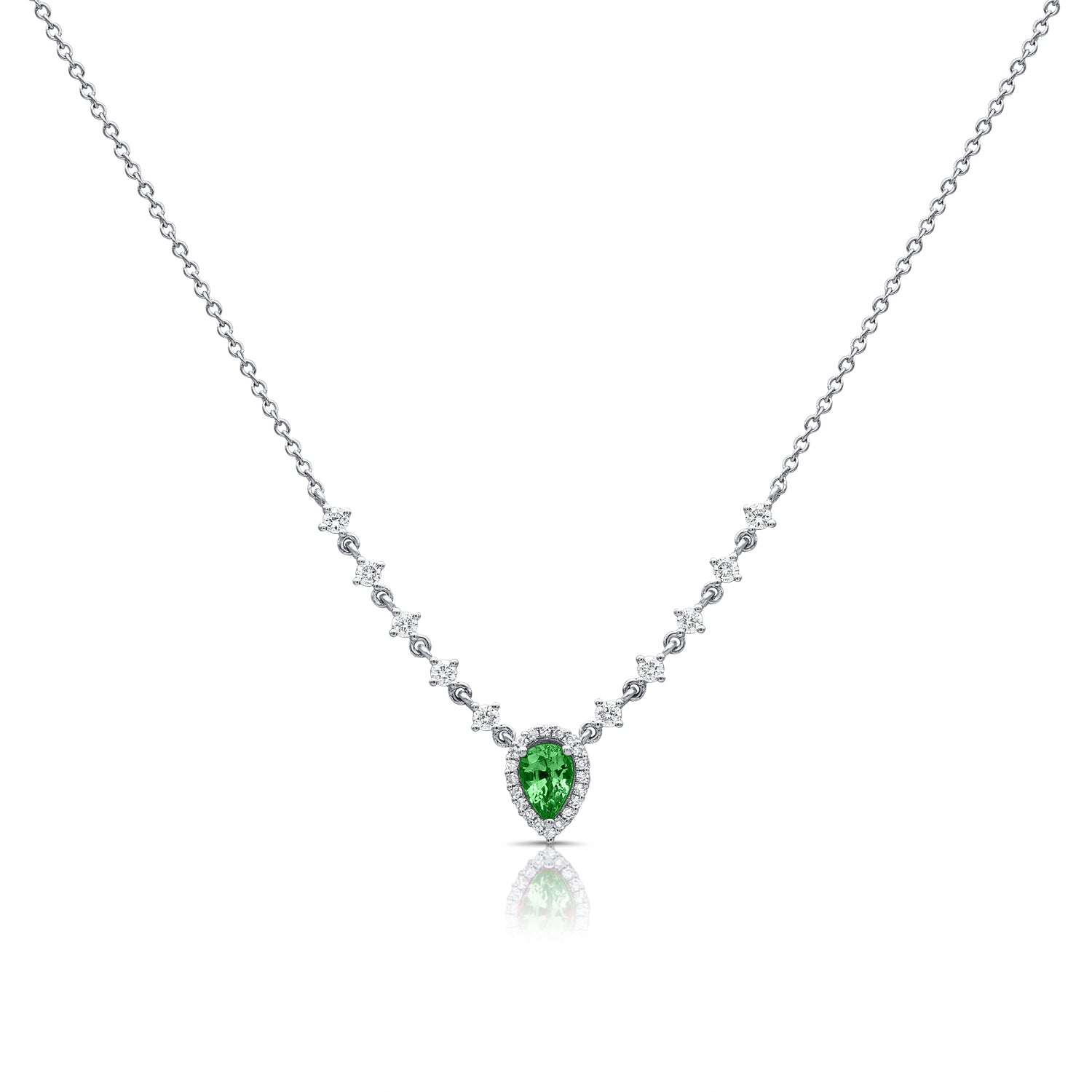 14K Gold Emerald & Diamond Necklace