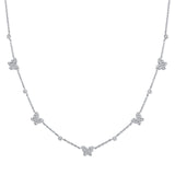 14K Gold & Diamond Butterfly Station Necklace 0.50ct