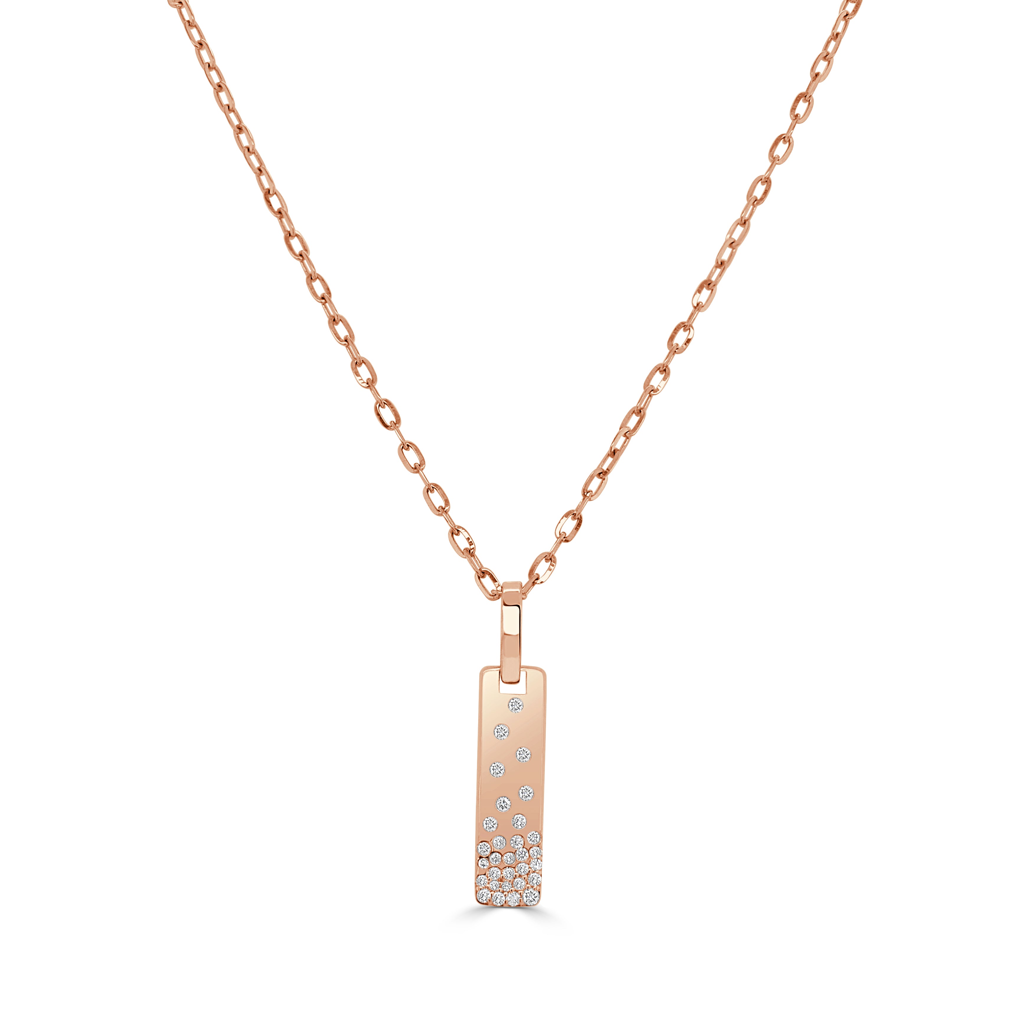 14K Gold Diamond Sprinkle Bar Necklace - 0.14ct