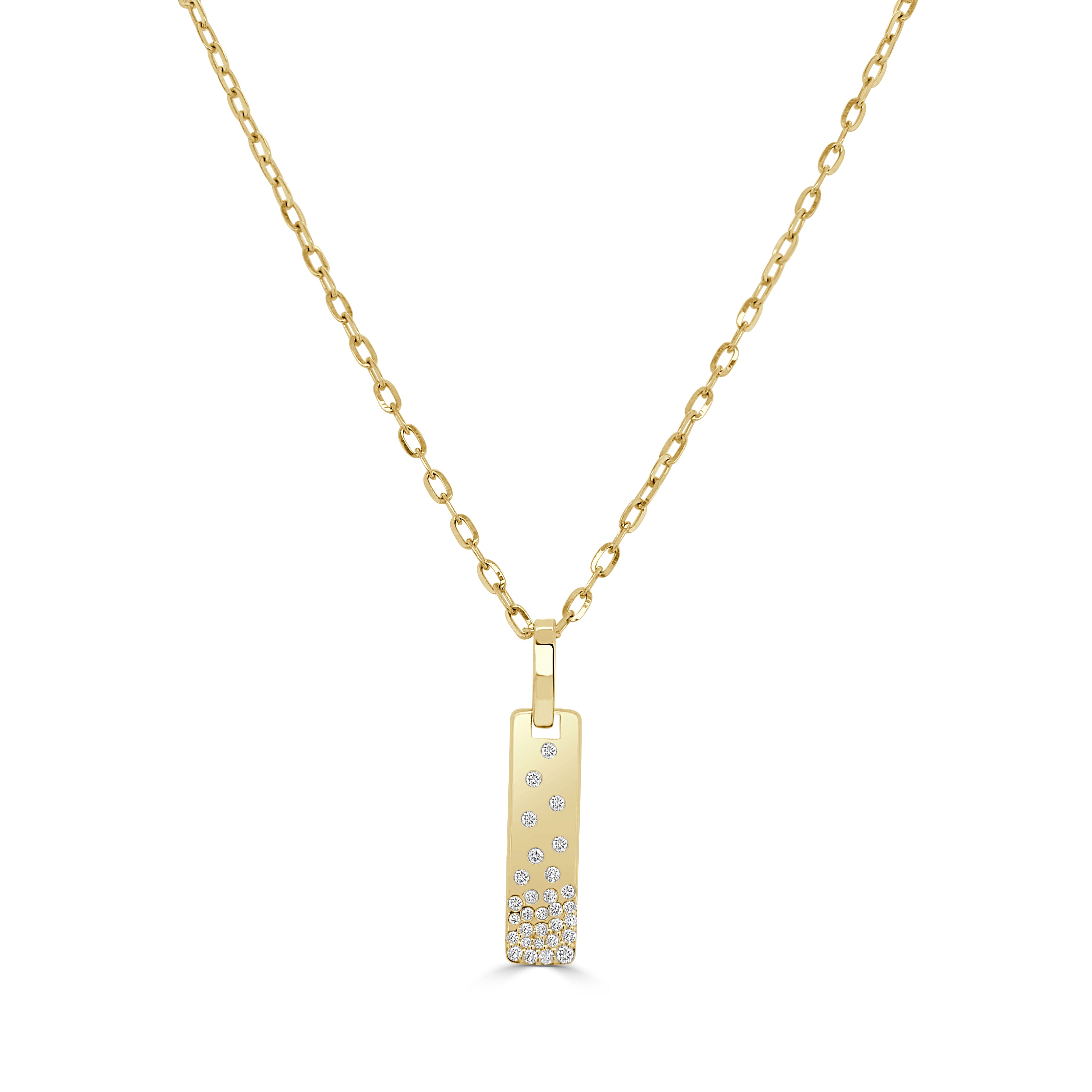 14K Gold Diamond Sprinkle Bar Necklace - 0.14ct