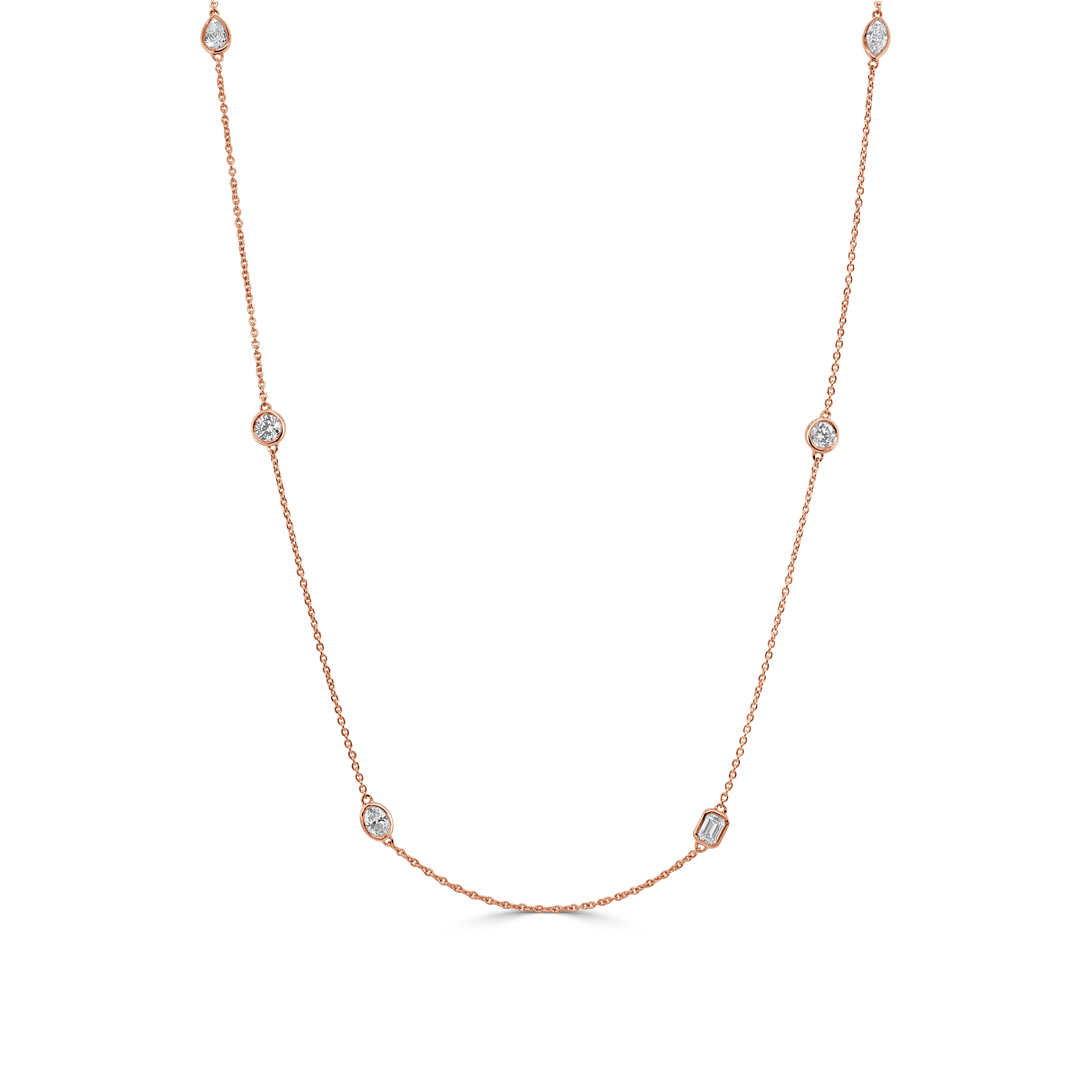 14K Gold & Mix-Shaped Diamond Two-Tone Necklace - 0.84ct