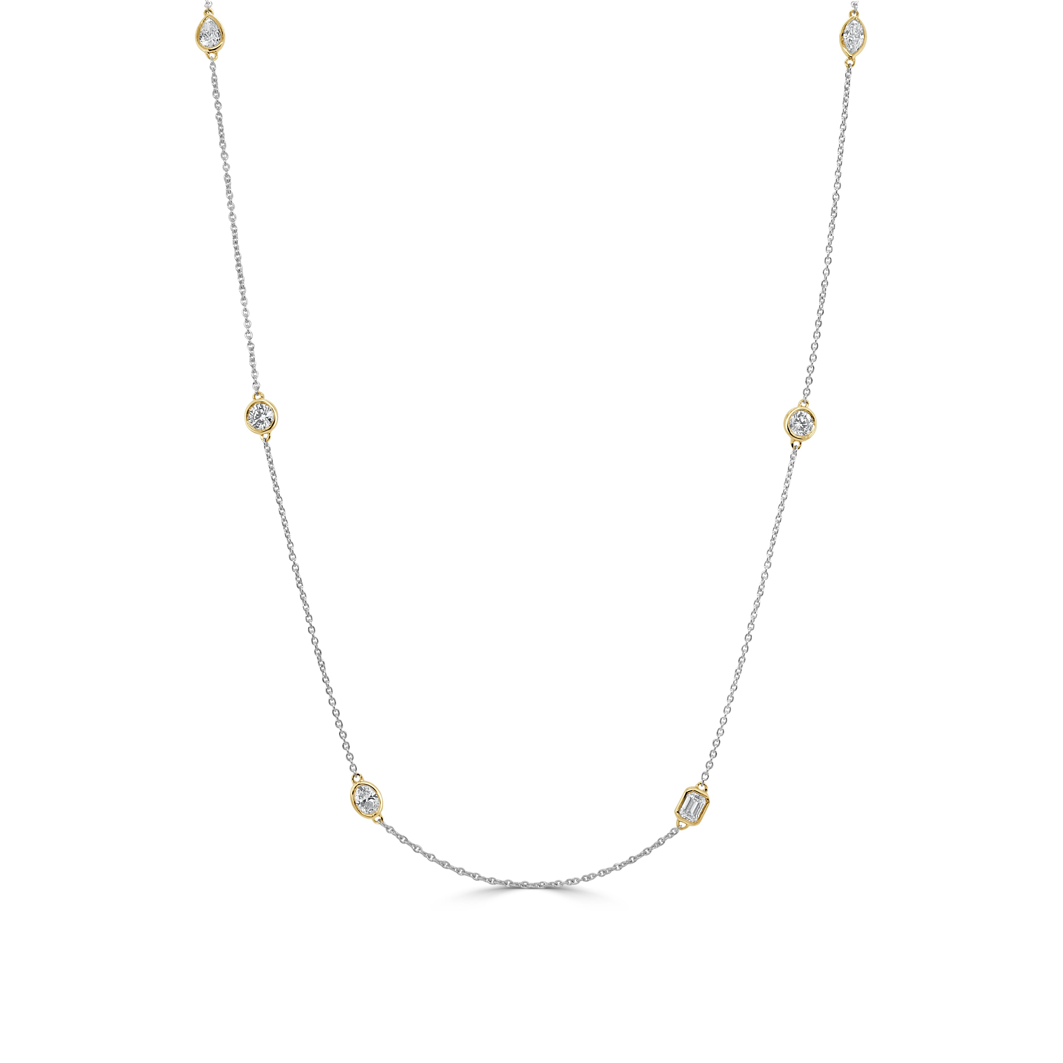 14K Gold & Mix-Shaped Diamond Two-Tone Necklace - 0.84ct