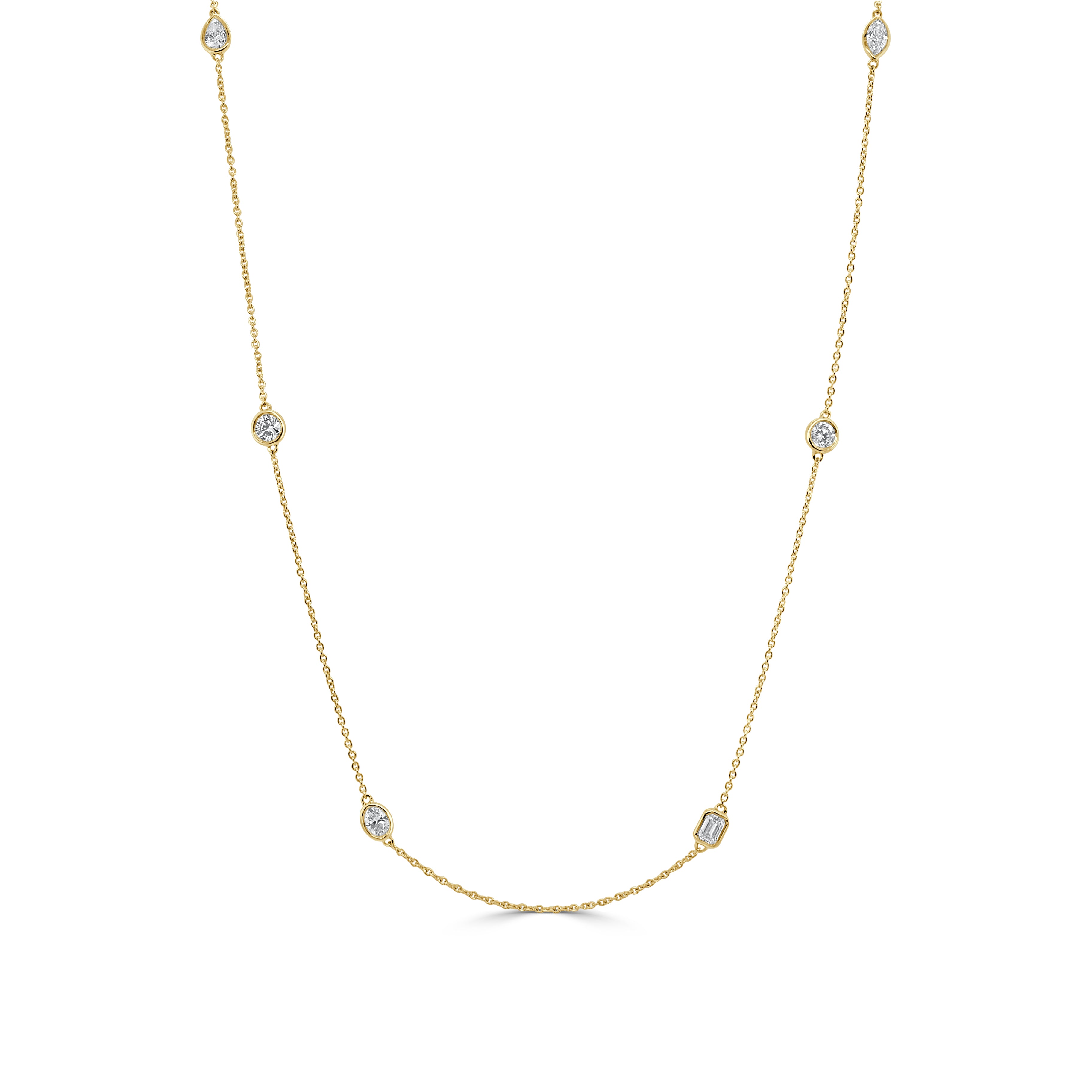 14K Gold & Mix-Shaped Diamond Two-Tone Necklace - 0.84ct