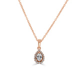 14K Gold Round & Oval Cut Diamond Pendant Necklace - 0.28ct