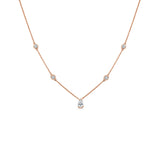 14K Gold & Pear-Shaped Diamond Station Necklace - 0.59ct