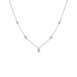 14K Gold & Pear-Shaped Diamond Station Necklace - 0.59ct