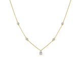 14K Gold & Pear-Shaped Diamond Station Necklace - 0.59ct