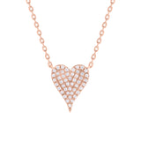 14K Gold & Diamond Pave Heart Necklace - 0.10ct