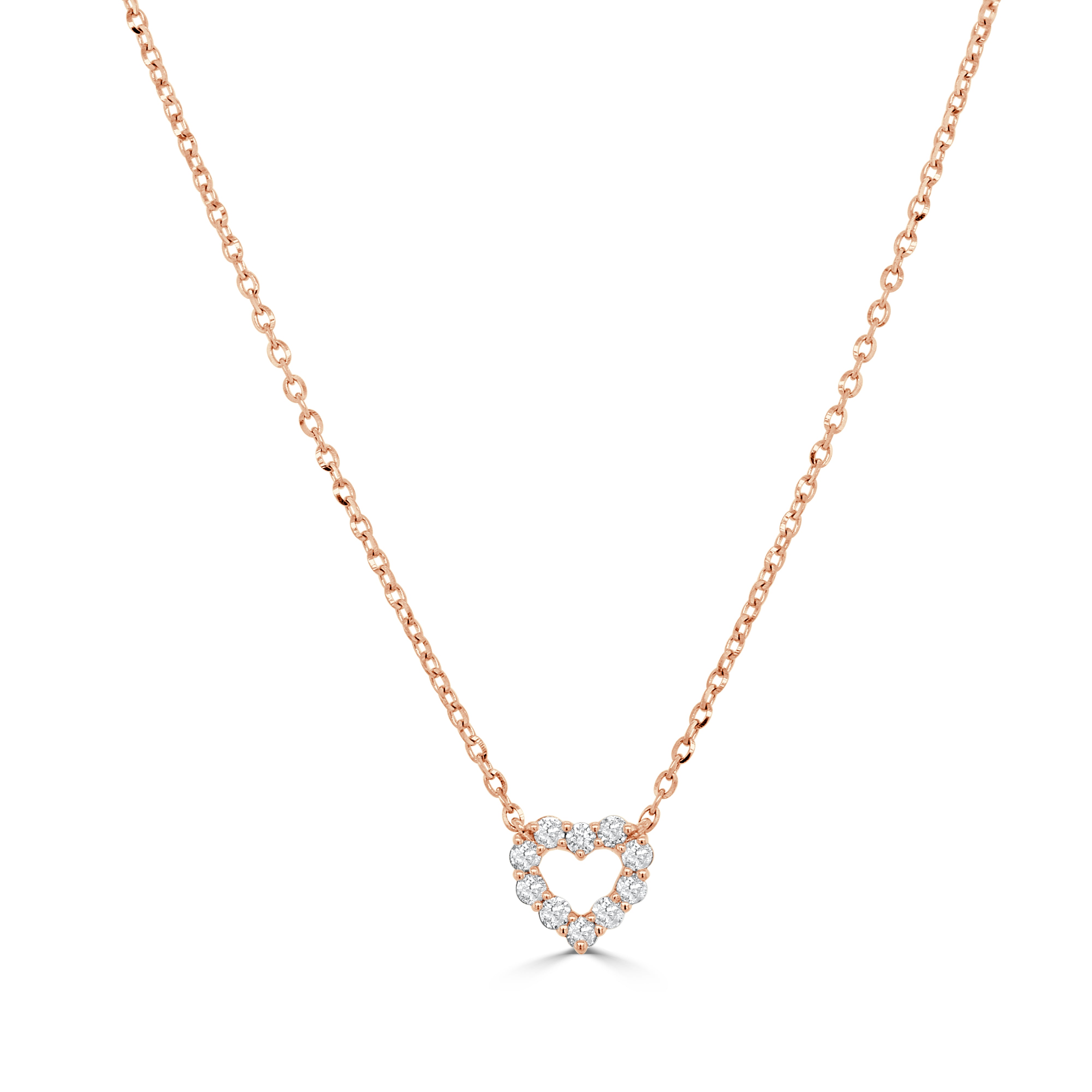 14K Gold Diamond Open Heart Necklace - 0.10ct