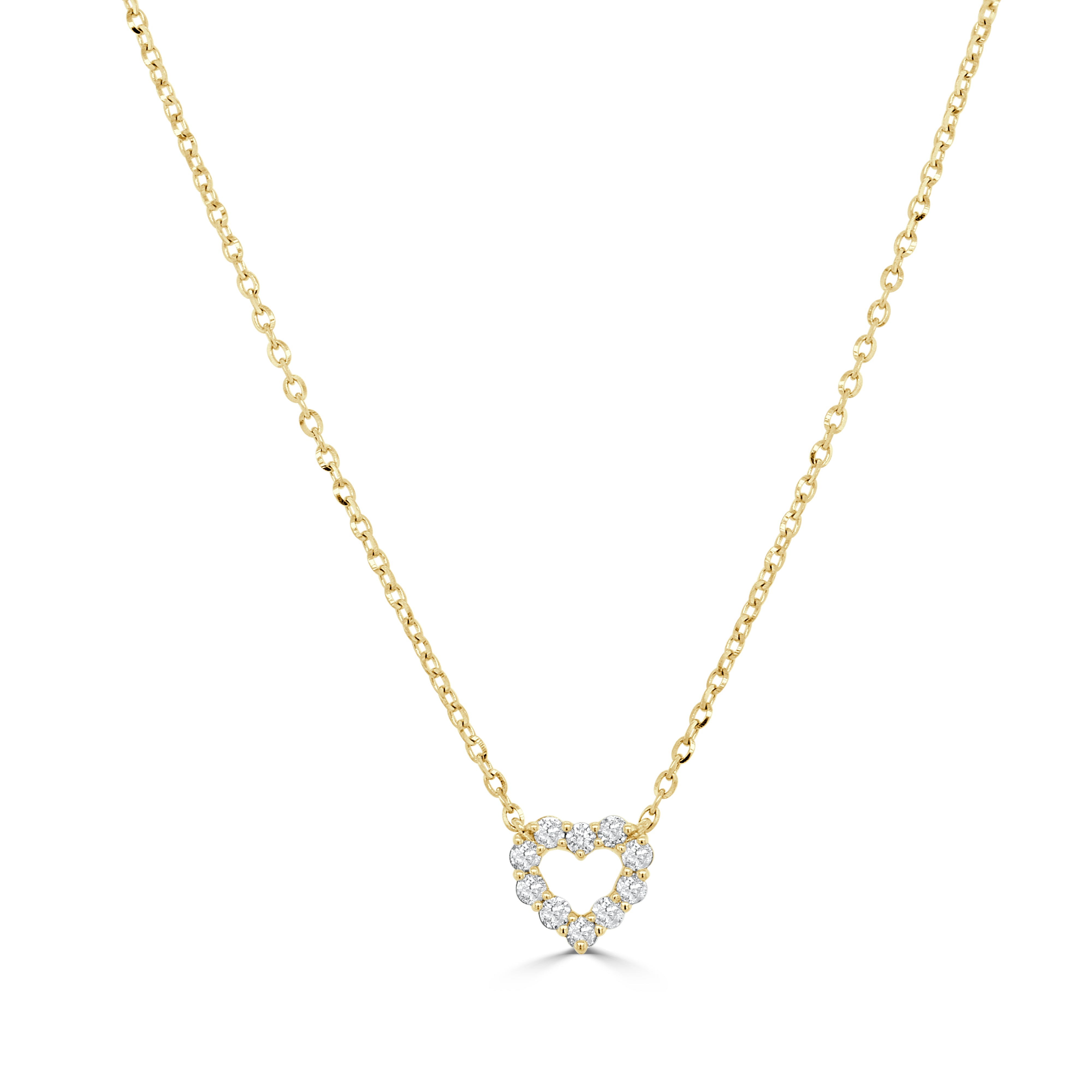 14K Gold Diamond Open Heart Necklace - 0.10ct